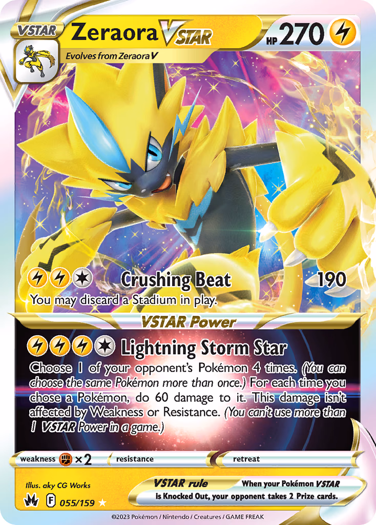 Zeraora VSTAR Pokemon card (055/159, Crown Zenith)