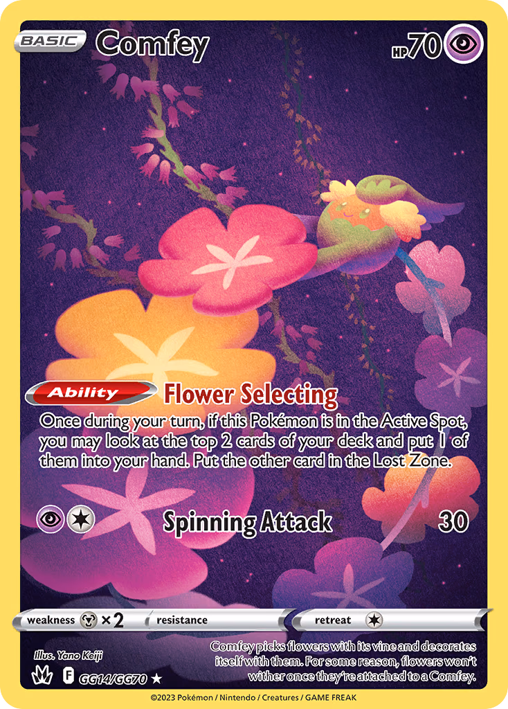 Comfey Pokemon card (GG14/GG70, Crown Zenith Galarian Gallery)