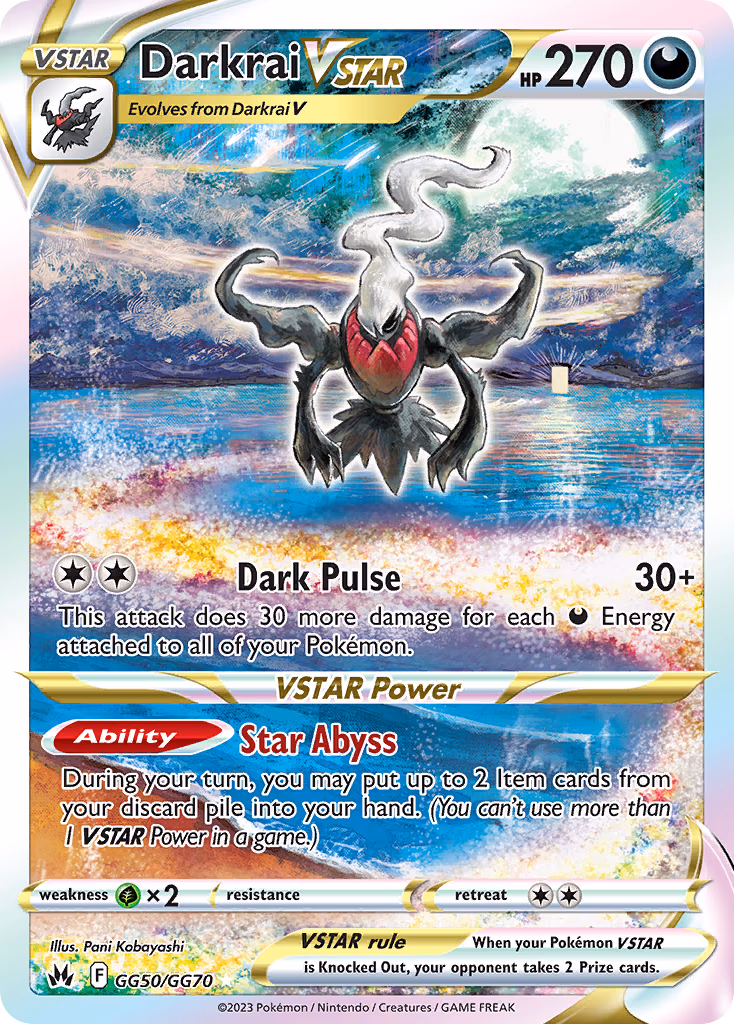 Darkrai VSTAR Pokemon card (GG50/GG70, Crown Zenith Galarian Gallery)
