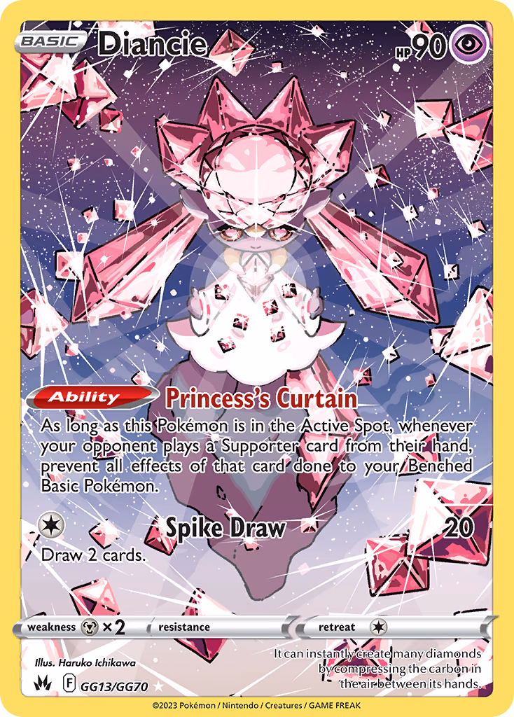 Diancie Pokemon card (GG13/GG70, Crown Zenith Galarian Gallery)