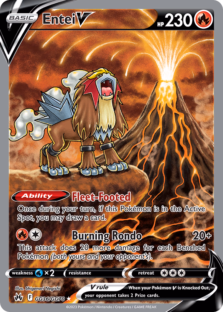 Entei V Pokemon card (GG36/GG70, Crown Zenith Galarian Gallery)