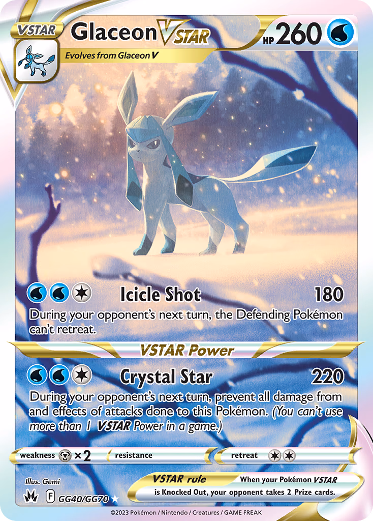 Glaceon VSTAR Pokemon card (GG40/GG70, Crown Zenith Galarian Gallery)
