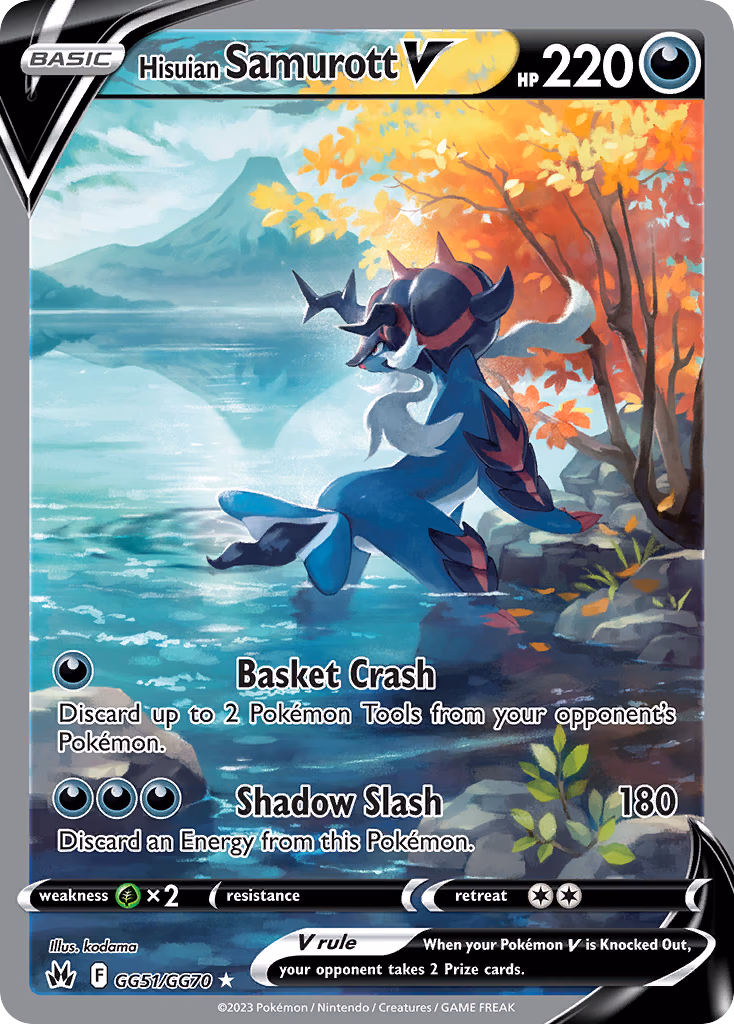 Hisuian Samurott V Pokemon card (GG51/GG70, Crown Zenith Galarian Gallery)