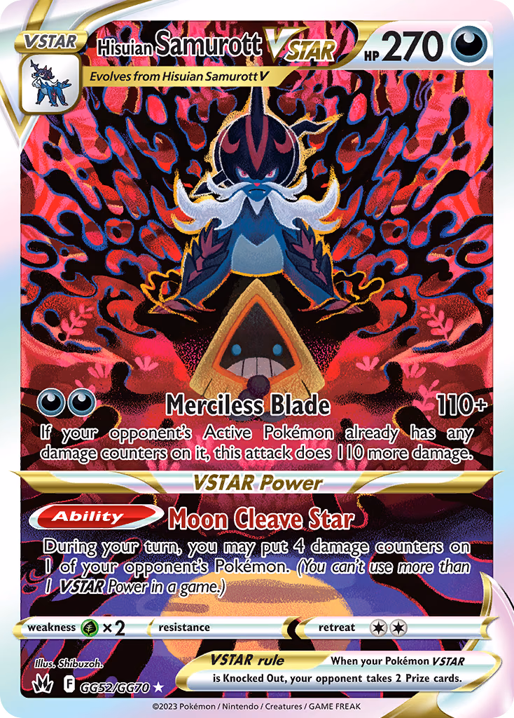 Hisuian Samurott VSTAR Pokemon card (GG52/GG70, Crown Zenith Galarian Gallery)