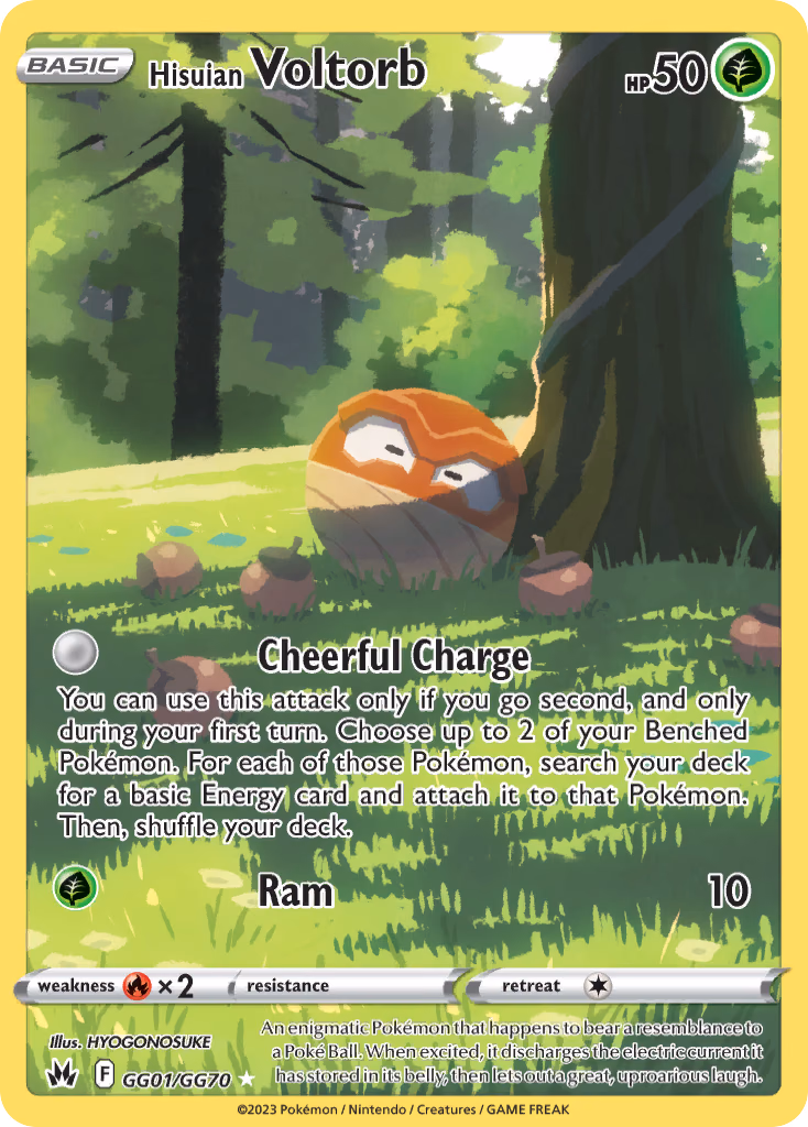Hisuian Voltorb Pokemon card (GG01/GG70, Crown Zenith Galarian Gallery)
