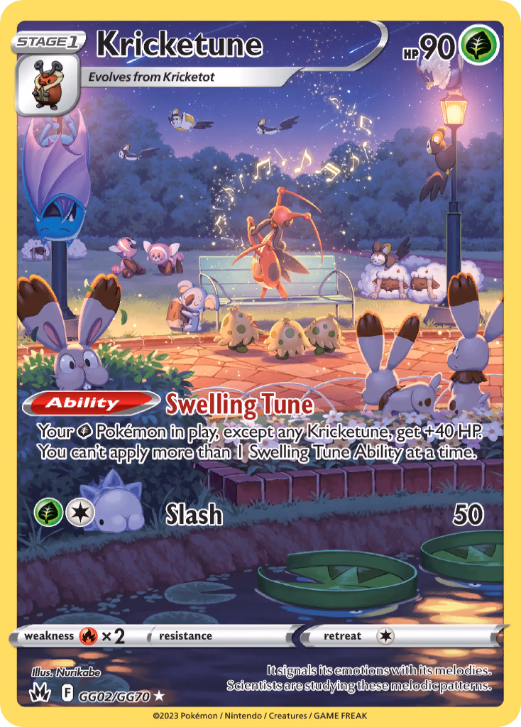 Kricketune Pokemon card (GG02/GG70, Crown Zenith Galarian Gallery)