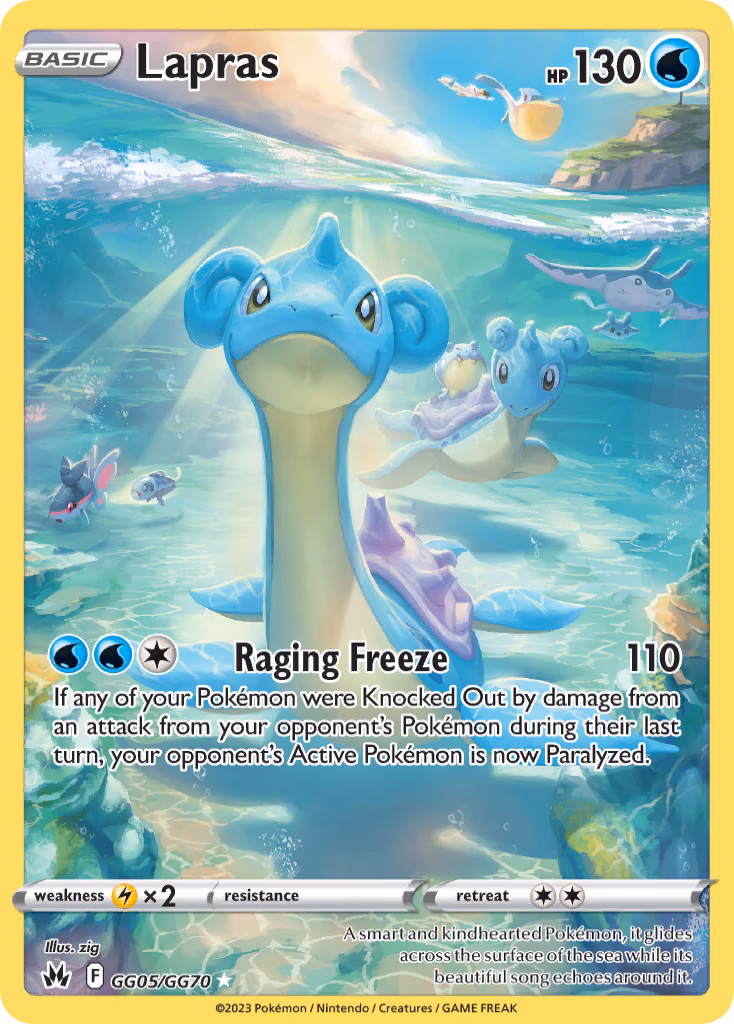 Lapras Pokemon card (GG05/GG70, Crown Zenith Galarian Gallery)