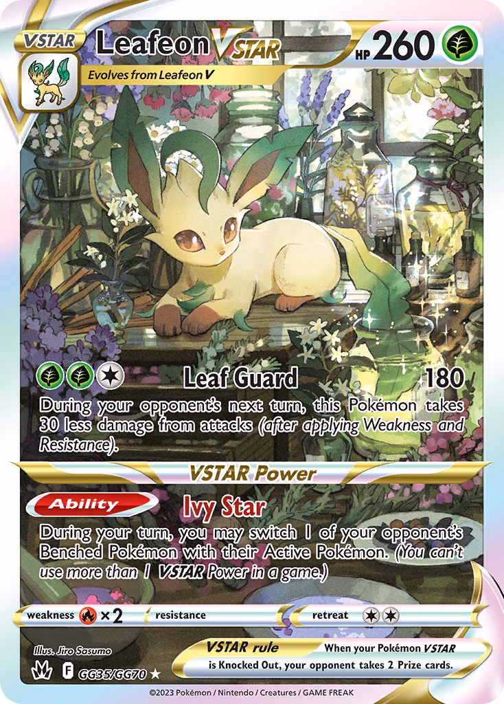 Leafeon VSTAR Pokemon card (GG35/GG70, Crown Zenith Galarian Gallery)