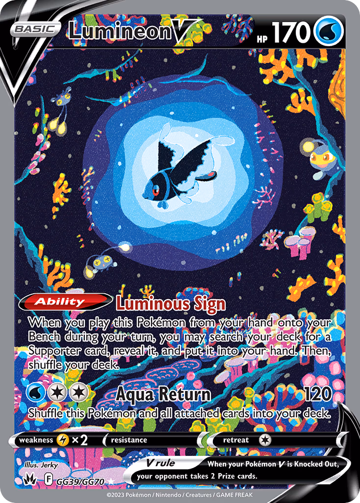 Lumineon V Pokemon card (GG39/GG70, Crown Zenith Galarian Gallery)