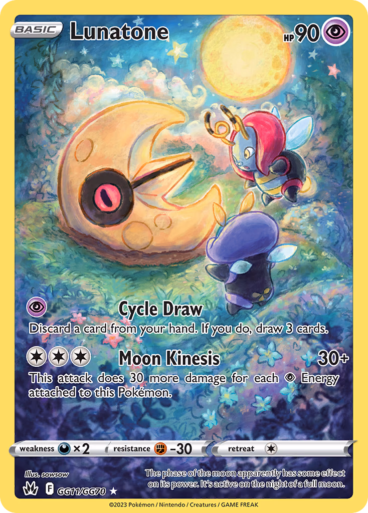 Lunatone Pokemon card (GG11/GG70, Crown Zenith Galarian Gallery)