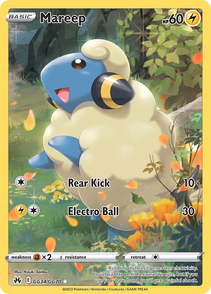 Mareep Pokemon card (GG34/GG70, Crown Zenith Galarian Gallery)