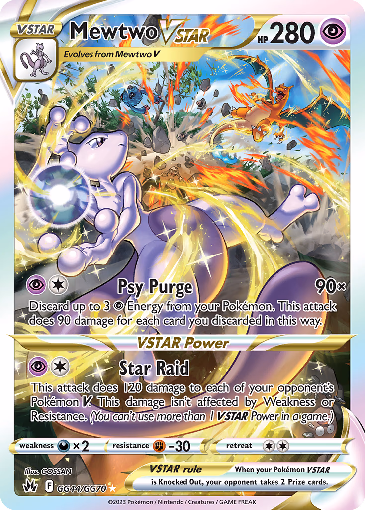 Mewtwo VSTAR Pokemon card (GG44/GG70, Crown Zenith Galarian Gallery)