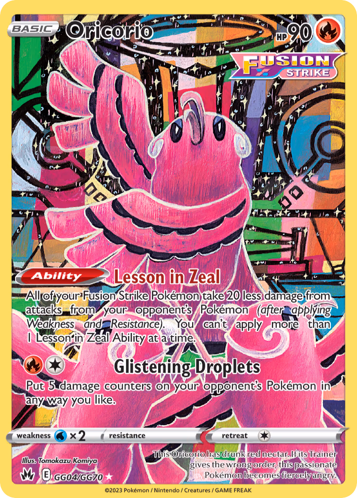 Oricorio Pokemon card (GG04/GG70, Crown Zenith Galarian Gallery)