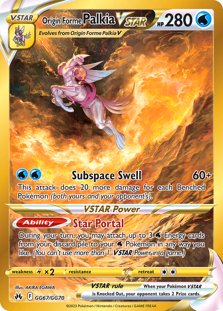 Origin Forme Palkia VSTAR Pokemon card (GG67/GG70, Crown Zenith Galarian Gallery)