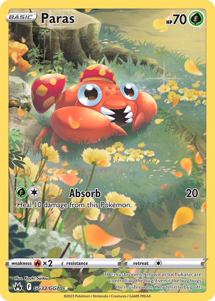 Paras Pokemon card (GG32/GG70, Crown Zenith Galarian Gallery)