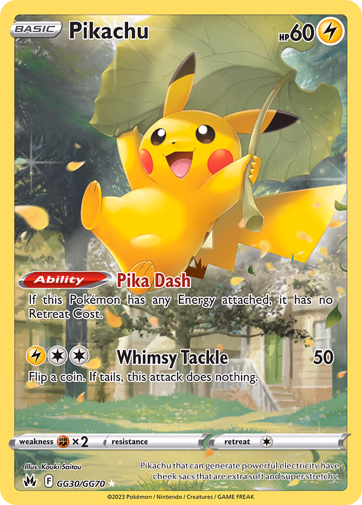 Pikachu Pokemon card (GG30/GG70, Crown Zenith Galarian Gallery)