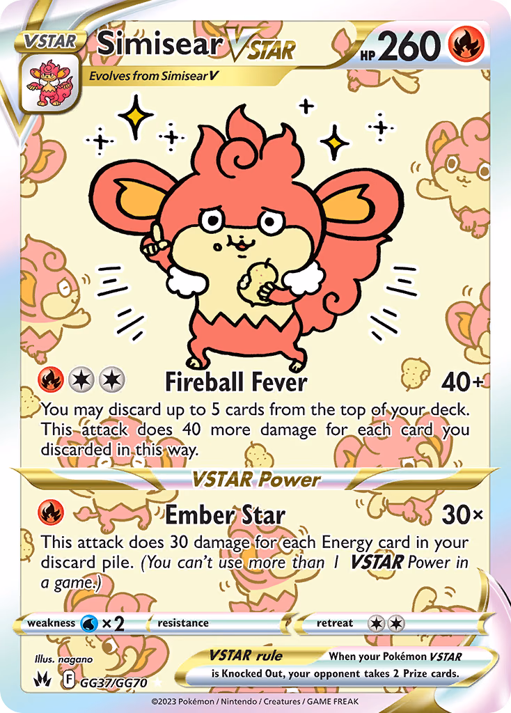 Simisear VSTAR Pokemon card (GG37/GG70, Crown Zenith Galarian Gallery)
