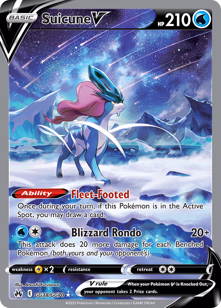 Suicune V Pokemon card (GG38/GG70, Crown Zenith Galarian Gallery)