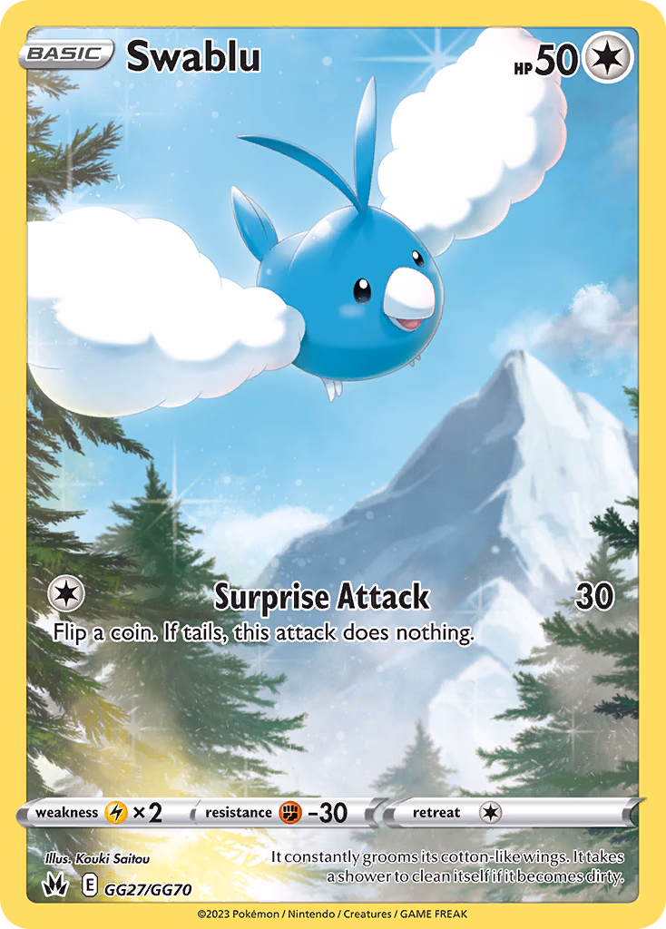 Swablu Pokemon card (GG27/GG70, Crown Zenith Galarian Gallery)