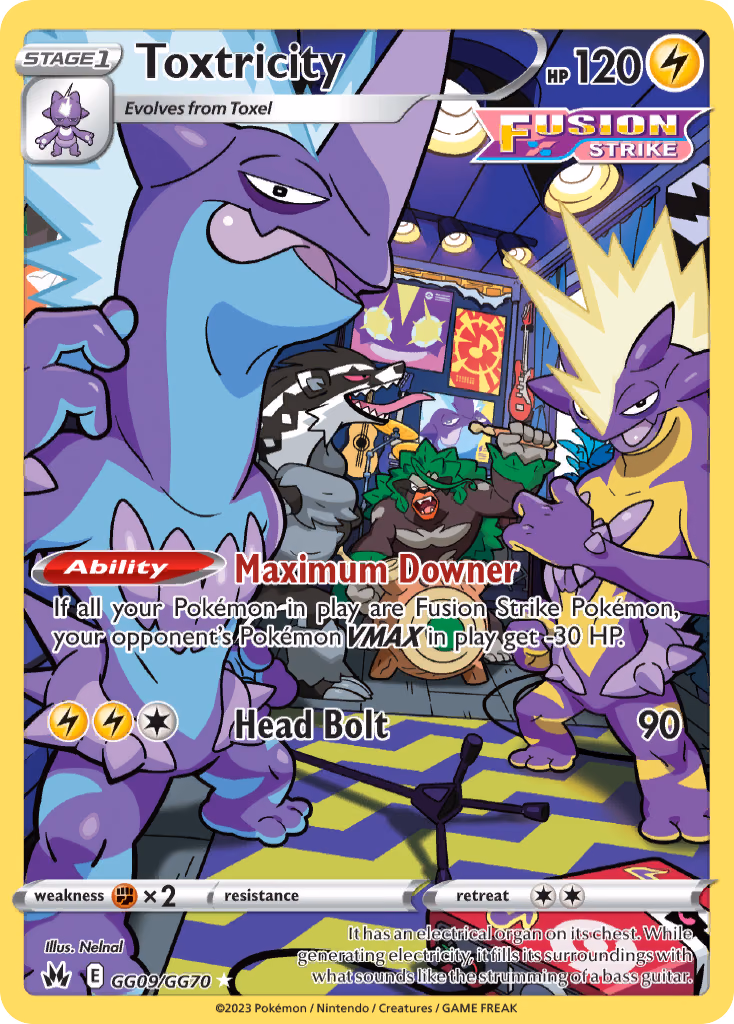Toxtricity Pokemon card (GG09/GG70, Crown Zenith Galarian Gallery)