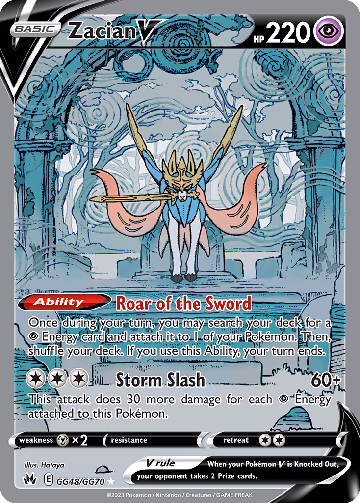 Zacian V Pokemon card (GG48/GG70, Crown Zenith Galarian Gallery)