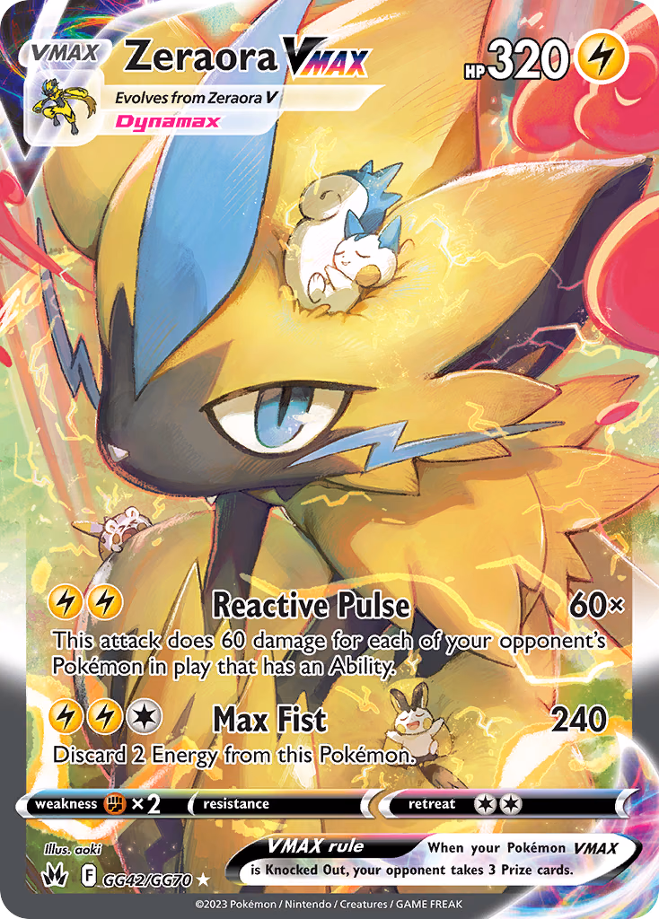 Zeraora VMAX Pokemon card (GG42/GG70, Crown Zenith Galarian Gallery)