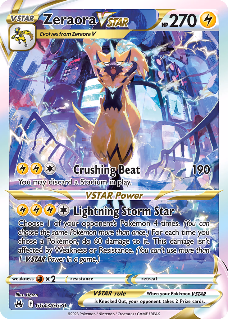 Zeraora VSTAR Pokemon card (GG43/GG70, Crown Zenith Galarian Gallery)