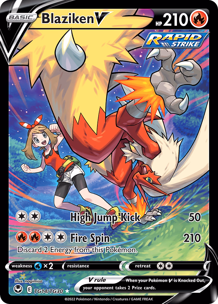 Blaziken V Pokemon card (TG14/TG30, Silver Tempest Trainer Gallery)