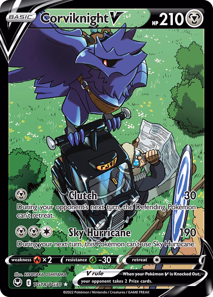 Corviknight V Pokemon card (TG18/TG30, Silver Tempest Trainer Gallery)