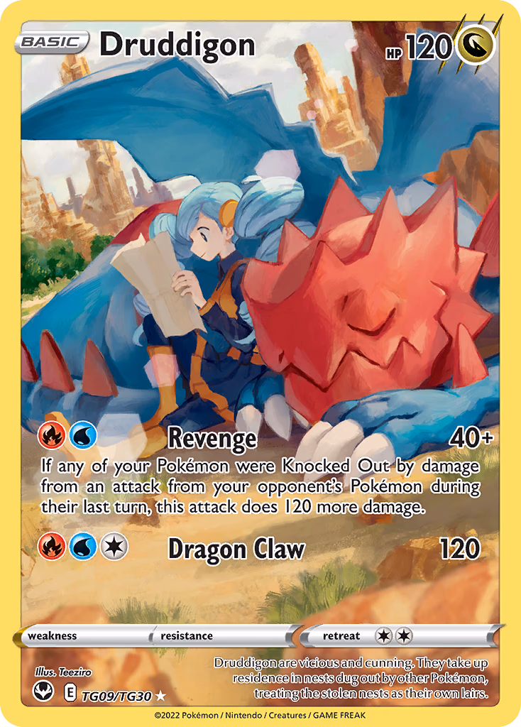 Druddigon Pokemon card (TG09/TG30, Silver Tempest Trainer Gallery)