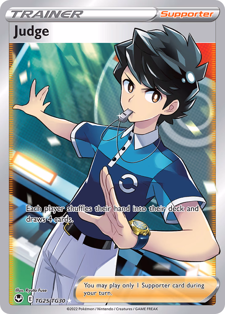Judge Pokemon card (TG25/TG30, Silver Tempest Trainer Gallery)
