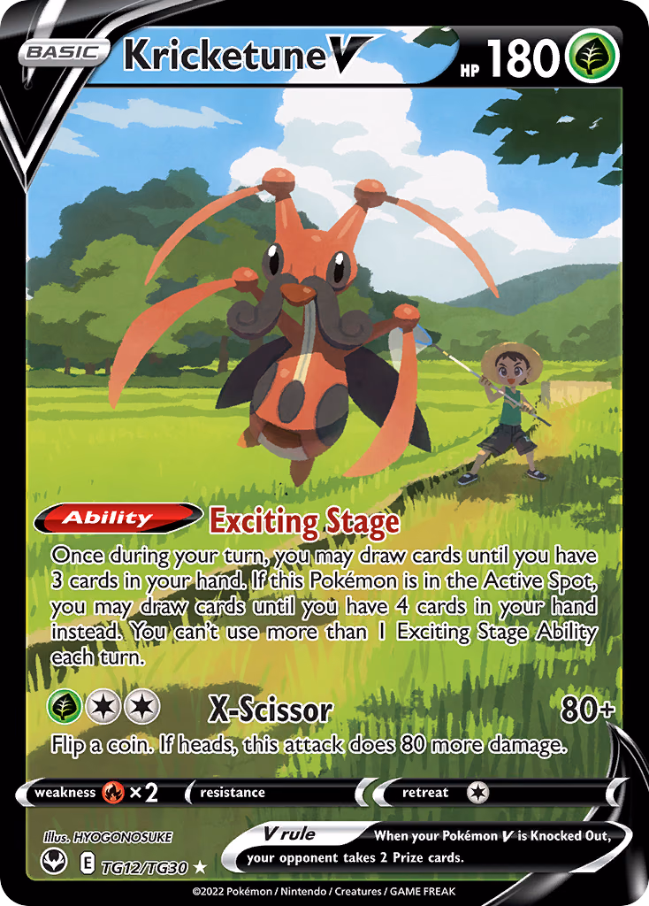 Kricketune V Pokemon card (TG12/TG30, Silver Tempest Trainer Gallery)