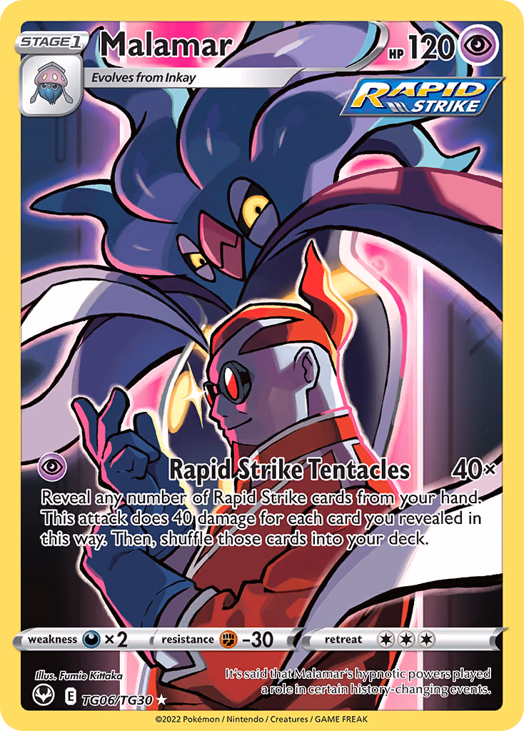 Malamar Pokemon card (TG06/TG30, Silver Tempest Trainer Gallery)