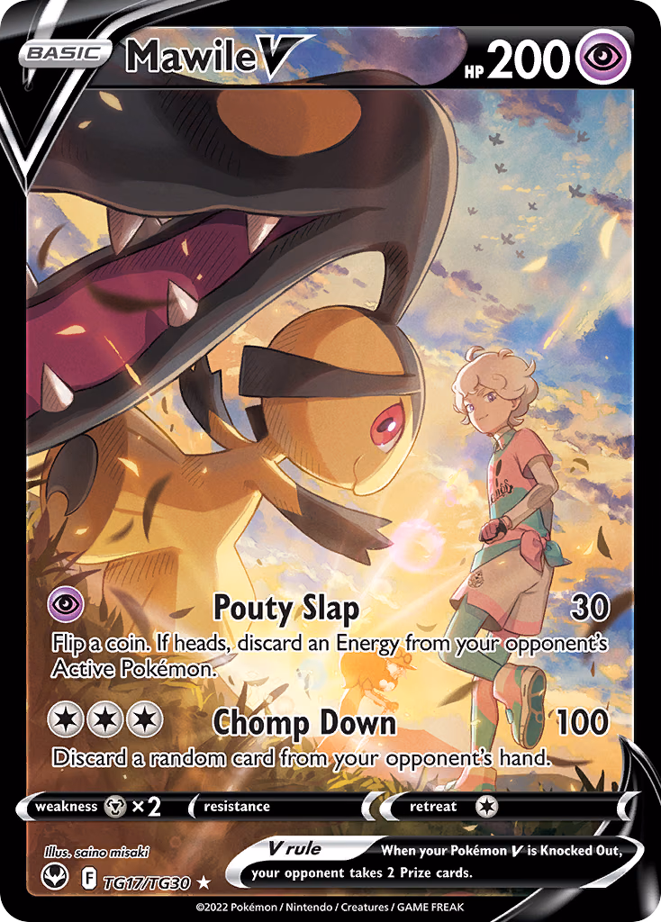 Mawile V Pokemon card (TG17/TG30, Silver Tempest Trainer Gallery)