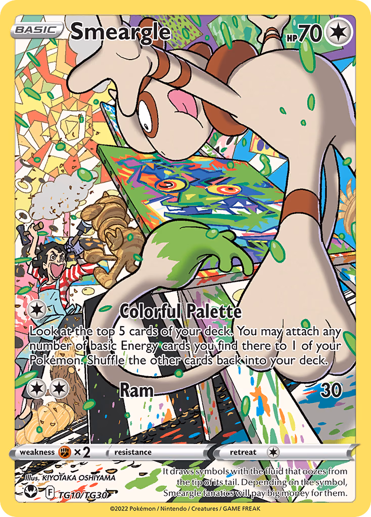 Smeargle Pokemon card (TG10/TG30, Silver Tempest Trainer Gallery)