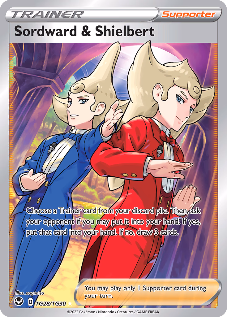 Sordward & Shielbert Pokemon card (TG28/TG30, Silver Tempest Trainer Gallery)