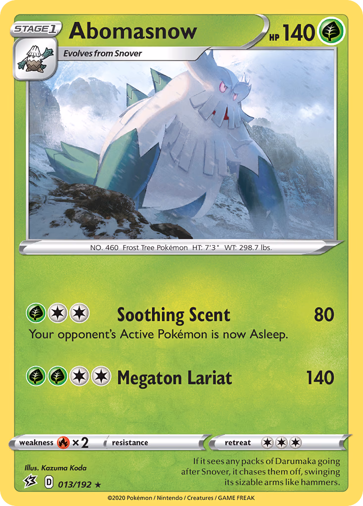 Abomasnow Pokemon card (013/192, Rebel Clash)