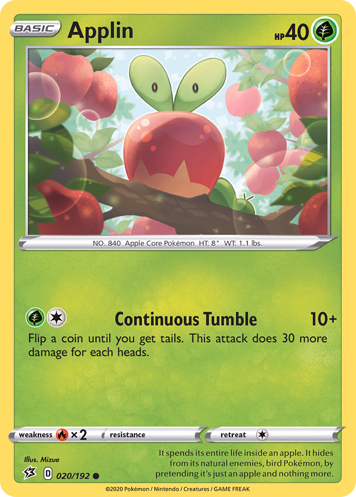 Applin Pokemon card (020/192, Rebel Clash)