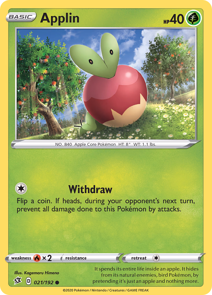 Applin Pokemon card (021/192, Rebel Clash)