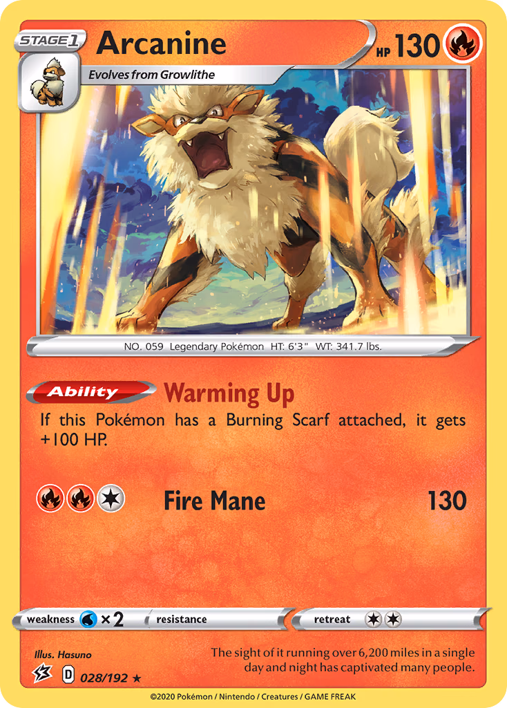 Arcanine Pokemon card (028/192, Rebel Clash)