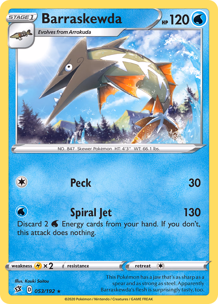Barraskewda Pokemon card (053/192, Rebel Clash)
