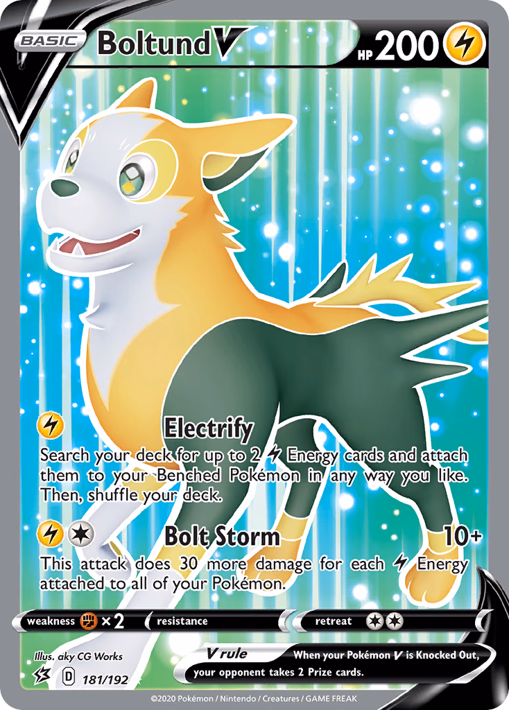 Boltund V Pokemon card (181/192, Rebel Clash)