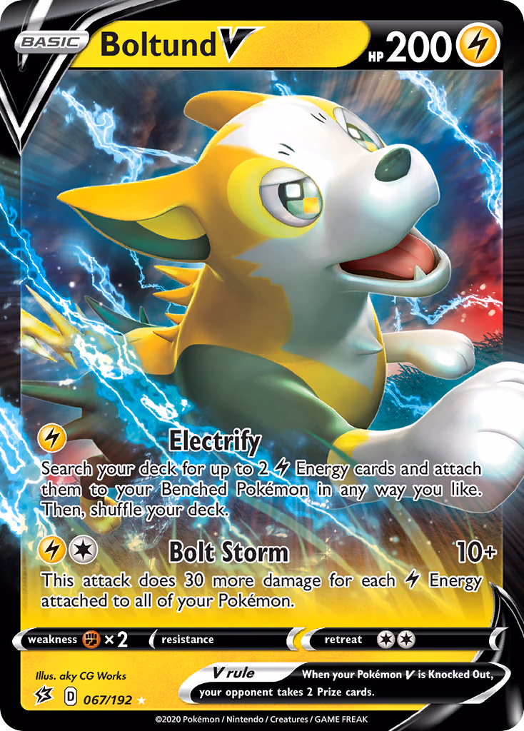 Boltund V Pokemon card (067/192, Rebel Clash)