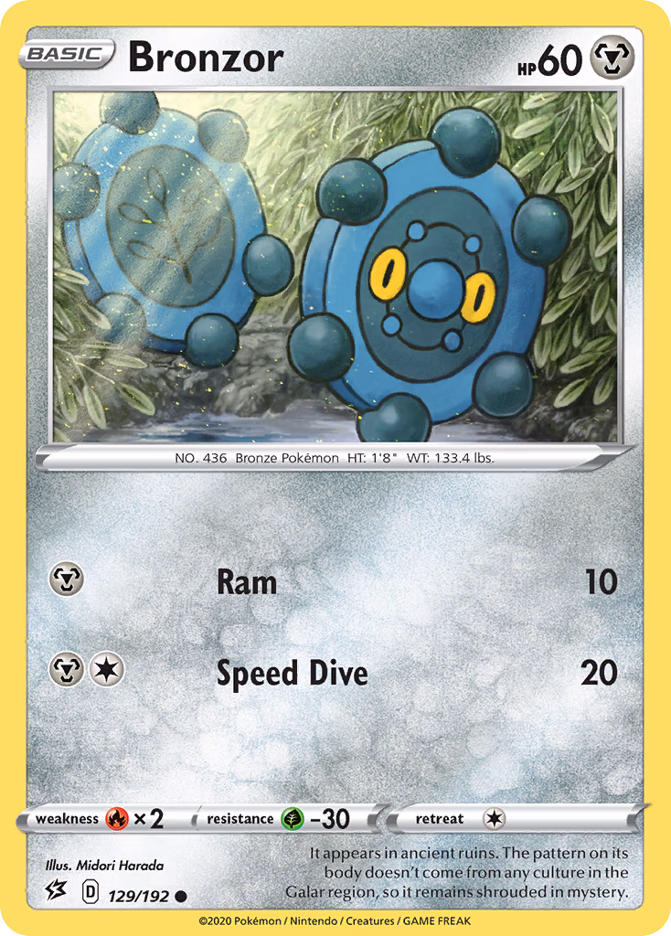 Bronzor Pokemon card (129/192, Rebel Clash)