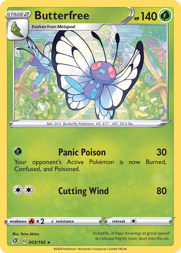 Butterfree Pokemon card (003/192, Rebel Clash)