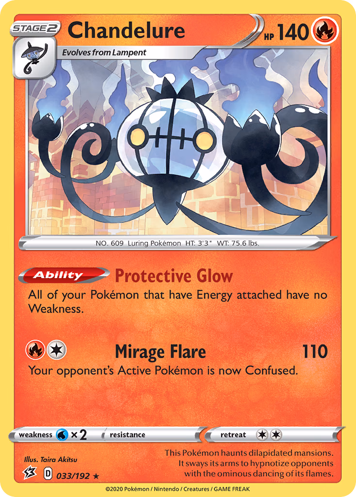 Chandelure Pokemon card (033/192, Rebel Clash)