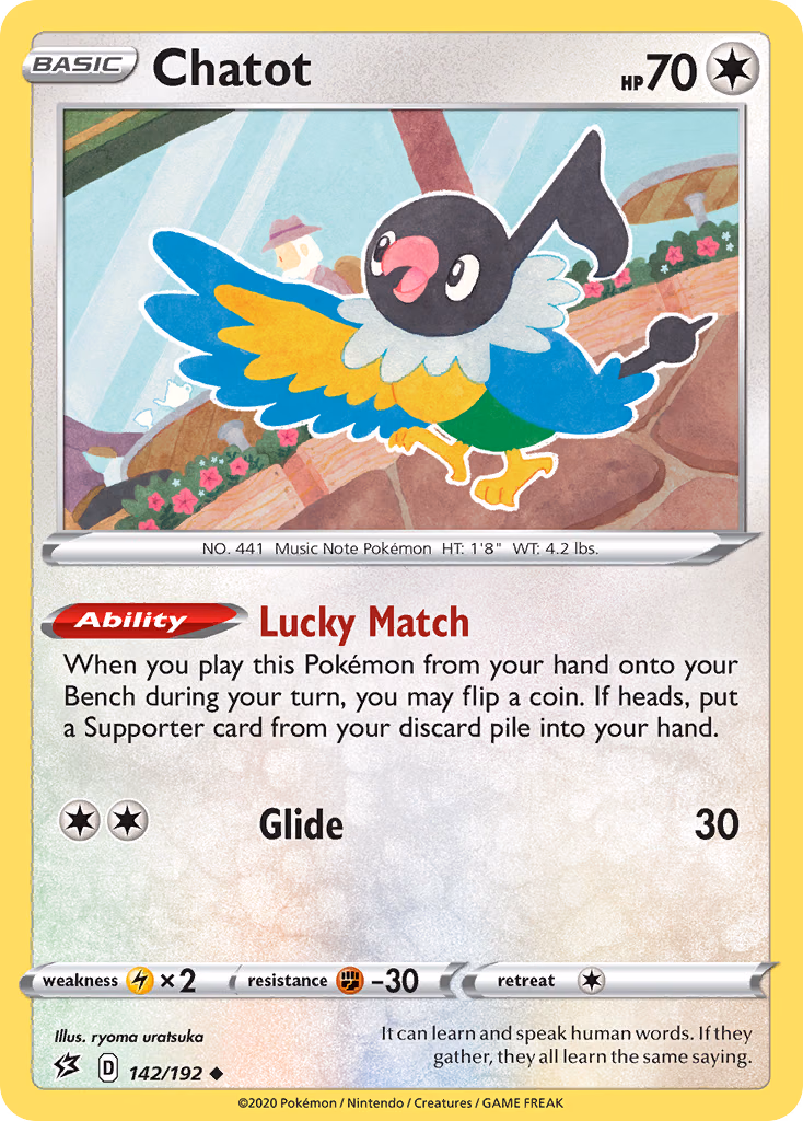 Chatot Pokemon card (142/192, Rebel Clash)