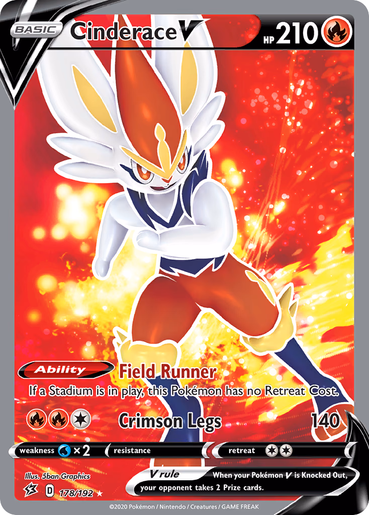 Cinderace V Pokemon card (178/192, Rebel Clash)