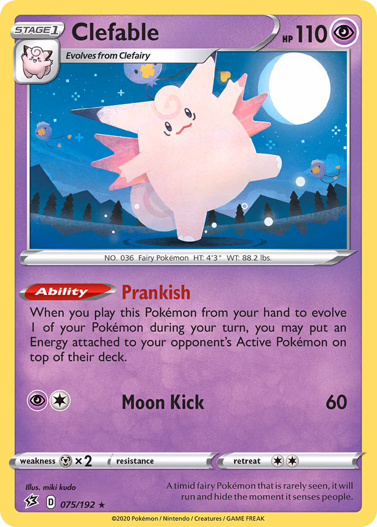 Clefable Pokemon card (075/192, Rebel Clash)