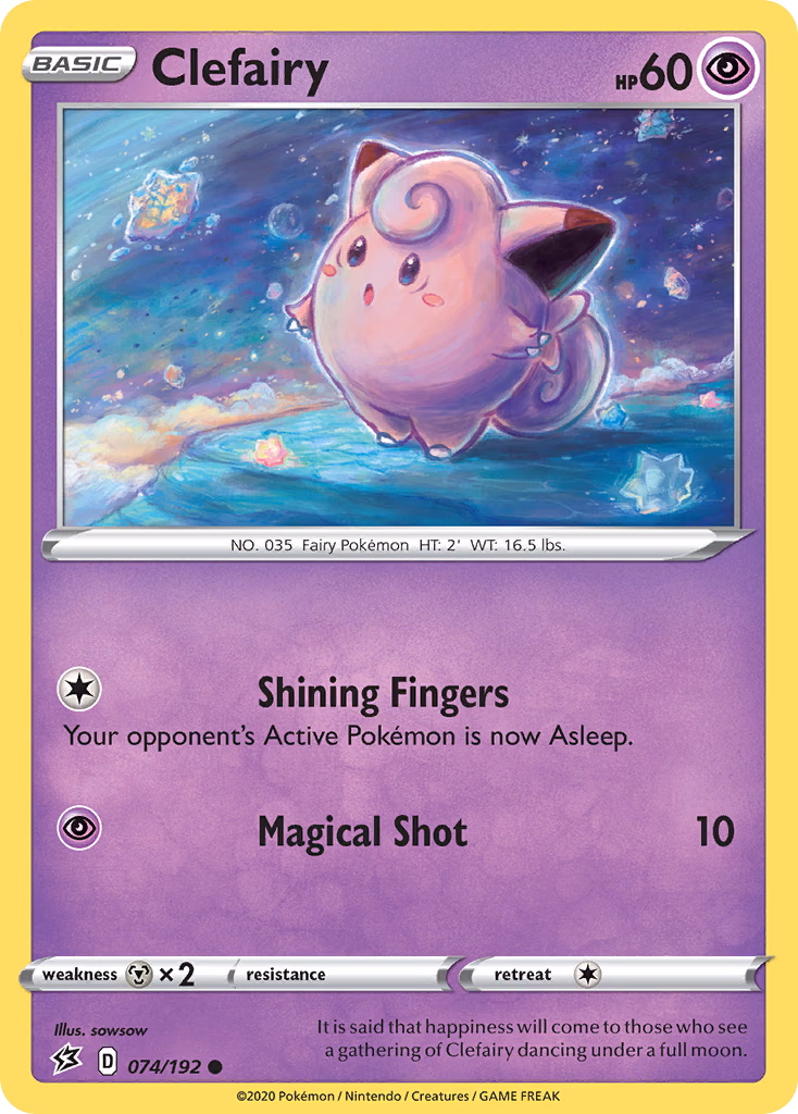 Clefairy Pokemon card (074/192, Rebel Clash)